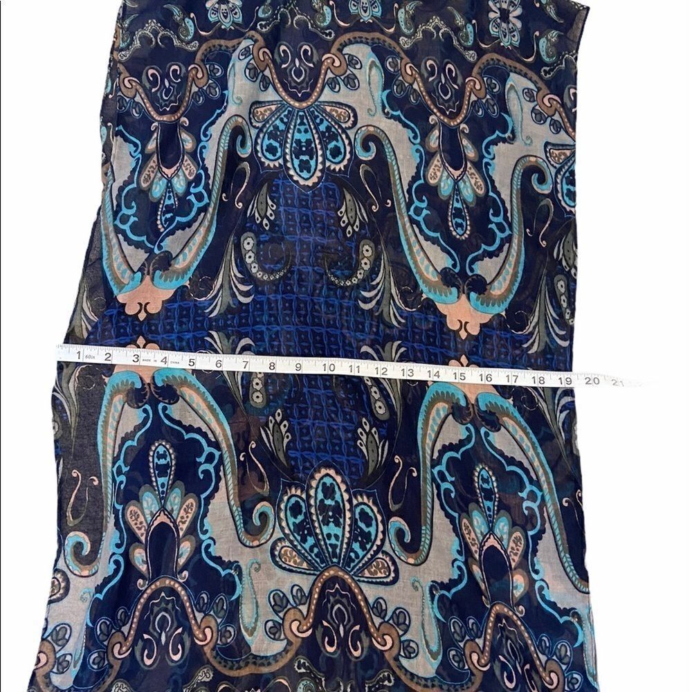 Blue Paisley Print Lightweight Infinity Scarf - Picture 5 of 5
